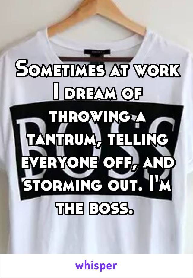 Sometimes at work I dream of throwing a tantrum, telling everyone off, and storming out. I'm the boss. 