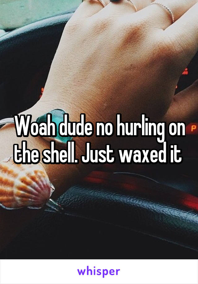 Woah dude no hurling on the shell. Just waxed it 