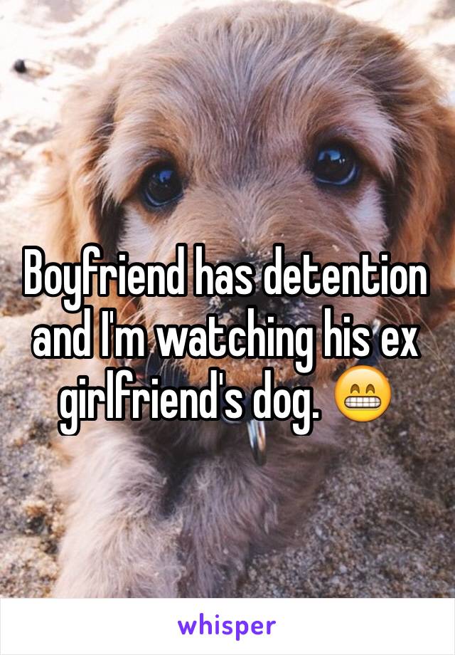 Boyfriend has detention and I'm watching his ex girlfriend's dog. 😁