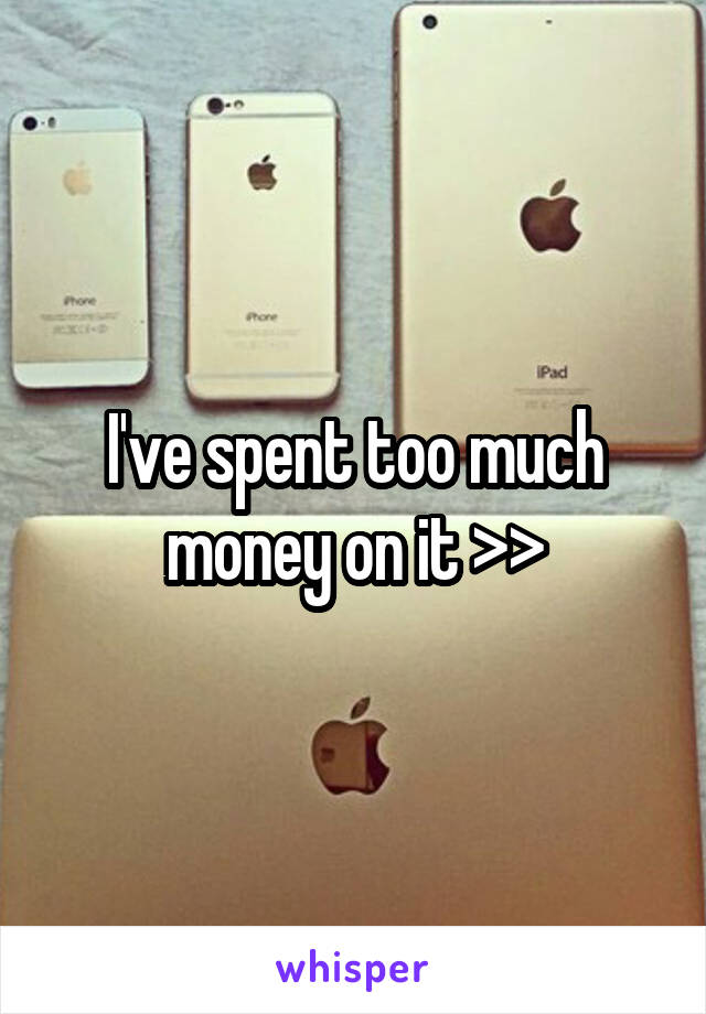 I've spent too much money on it >>