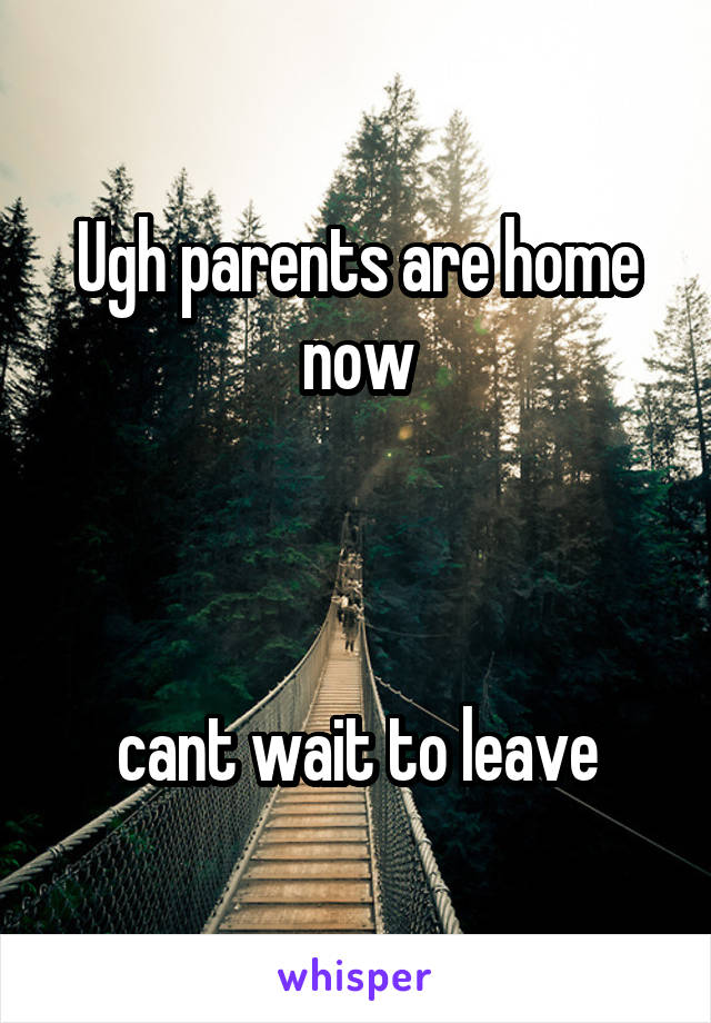 Ugh parents are home now



cant wait to leave