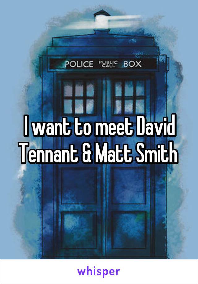 I want to meet David Tennant & Matt Smith 