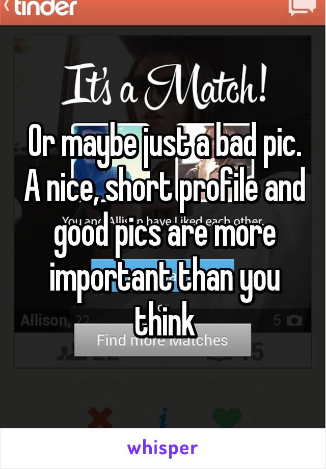 Or maybe just a bad pic. A nice, short profile and good pics are more important than you think