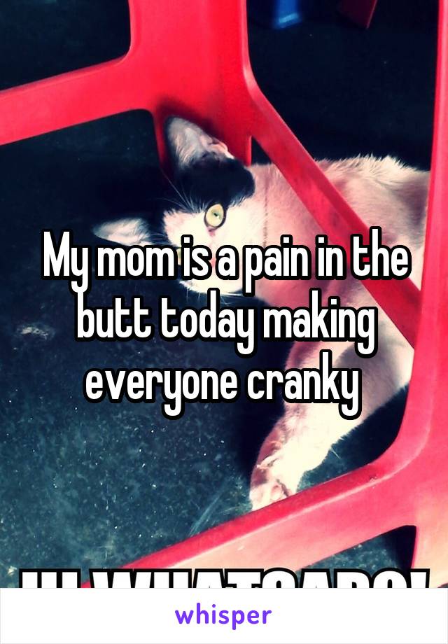 My mom is a pain in the butt today making everyone cranky 