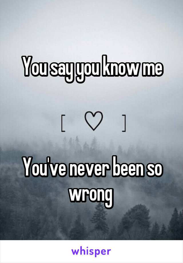 You say you know me



You've never been so wrong 