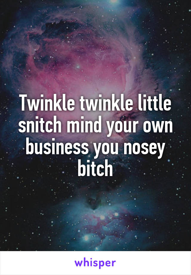 Twinkle twinkle little snitch mind your own business you nosey bitch