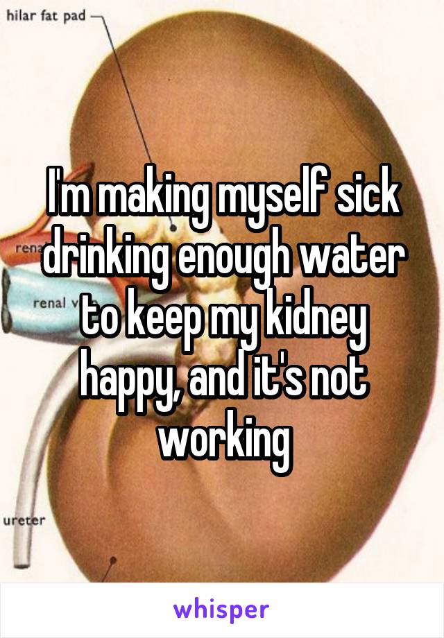 I'm making myself sick drinking enough water to keep my kidney happy, and it's not working