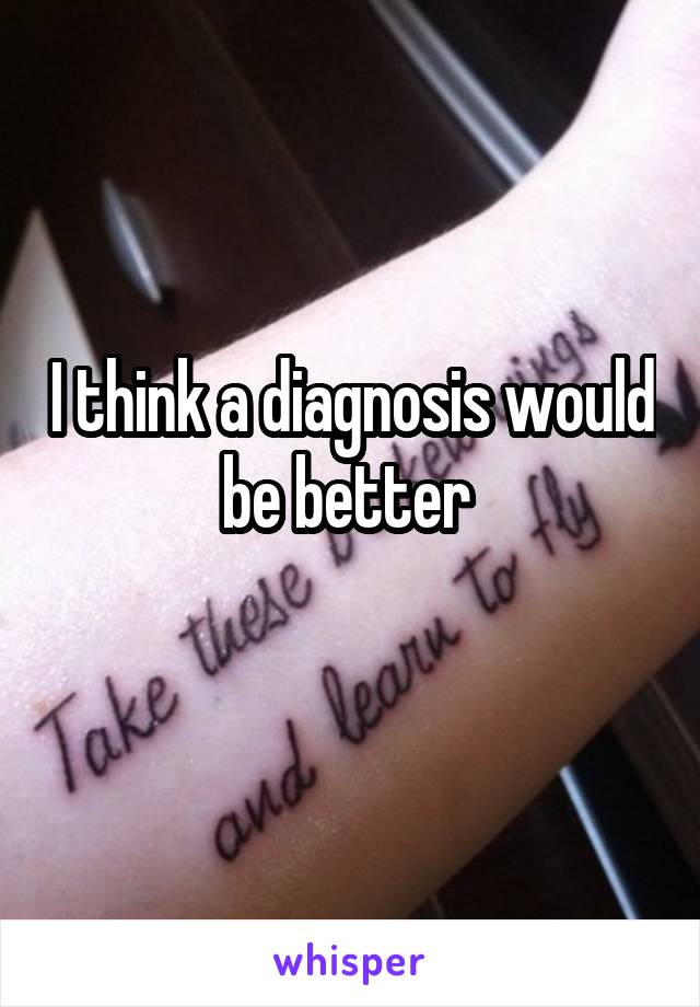 I think a diagnosis would be better 
