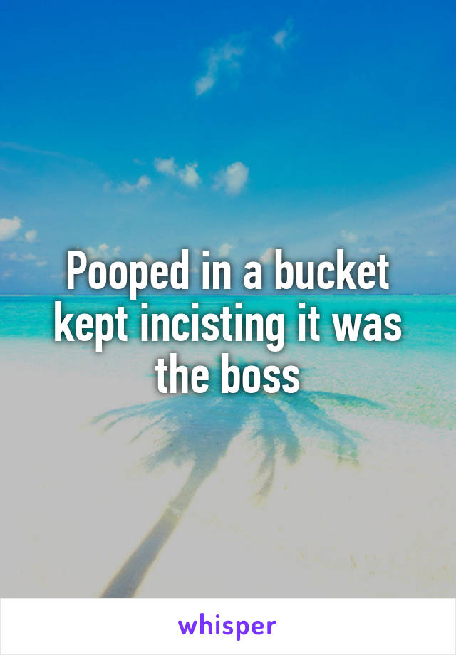 Pooped in a bucket kept incisting it was the boss