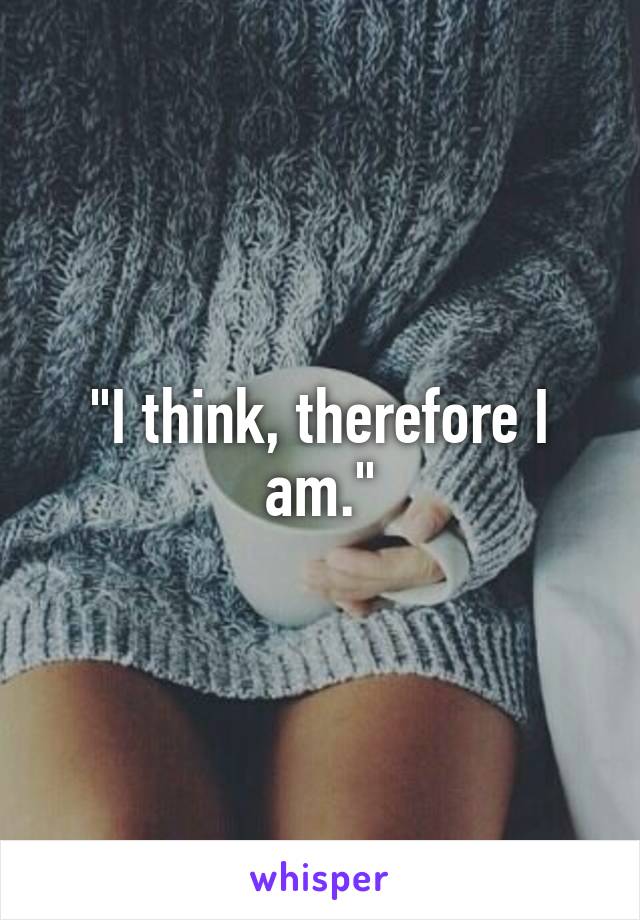 "I think, therefore I am."