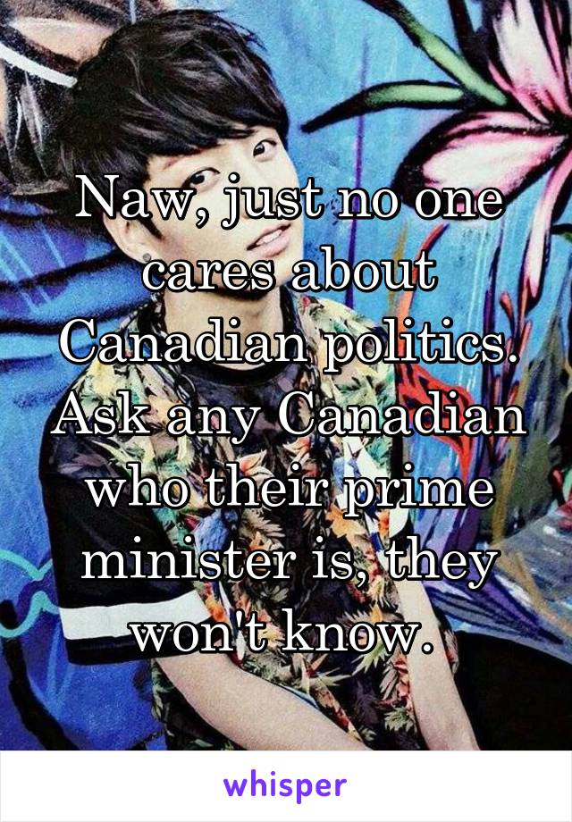 Naw, just no one cares about Canadian politics. Ask any Canadian who their prime minister is, they won't know. 