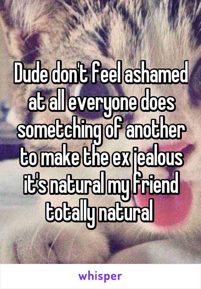 Dude don't feel ashamed at all everyone does sometching of another to make the ex jealous it's natural my friend totally natural 