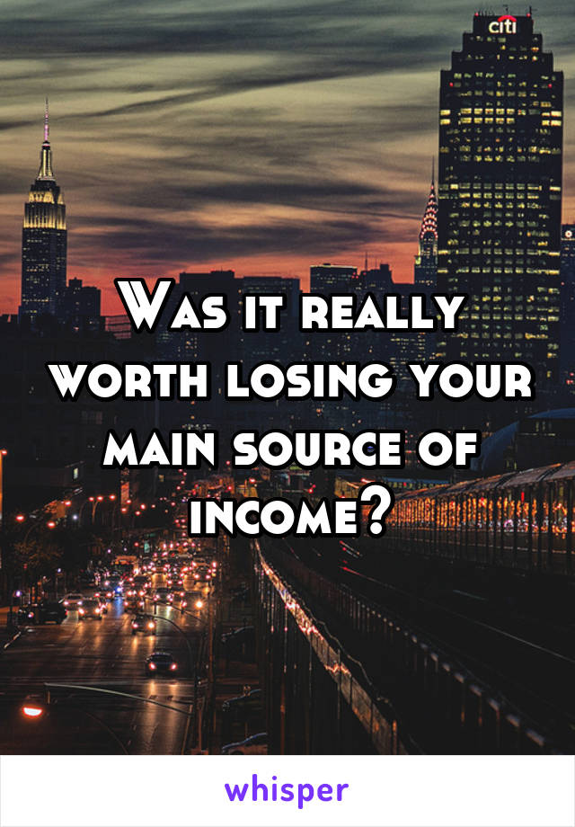 Was it really worth losing your main source of income?