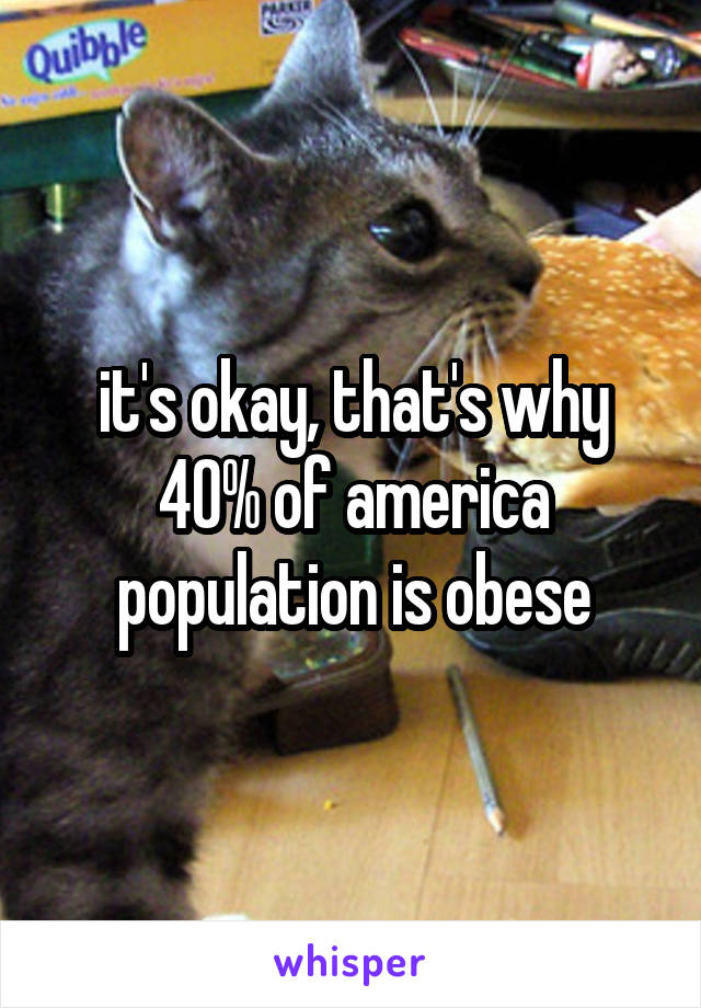 it's okay, that's why 40% of america population is obese