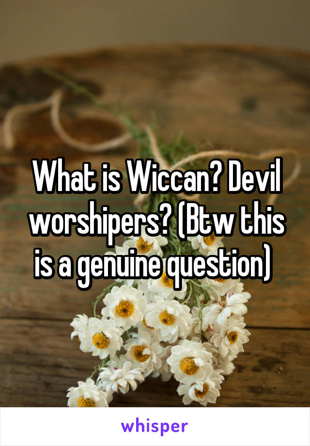 What is Wiccan? Devil worshipers? (Btw this is a genuine question) 