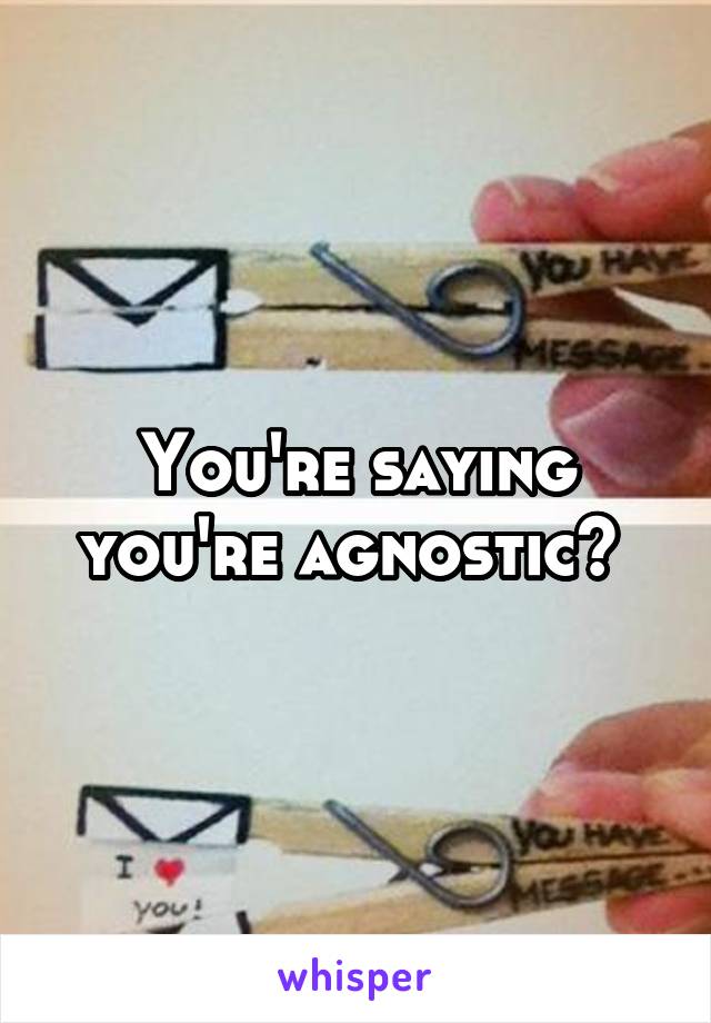 You're saying you're agnostic? 