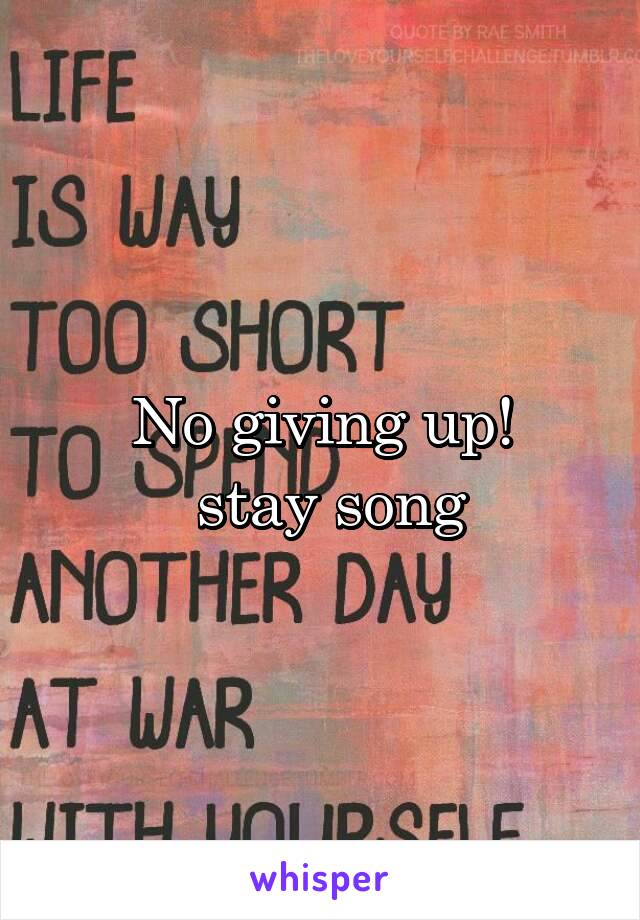 No giving up!
 stay song