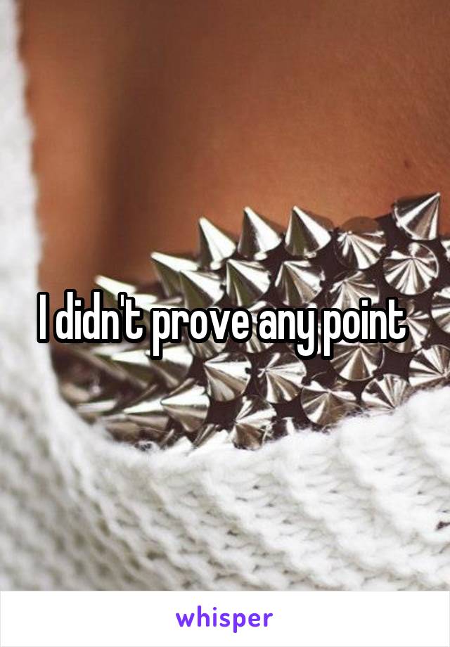 I didn't prove any point 