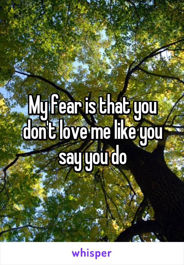 My fear is that you don't love me like you say you do