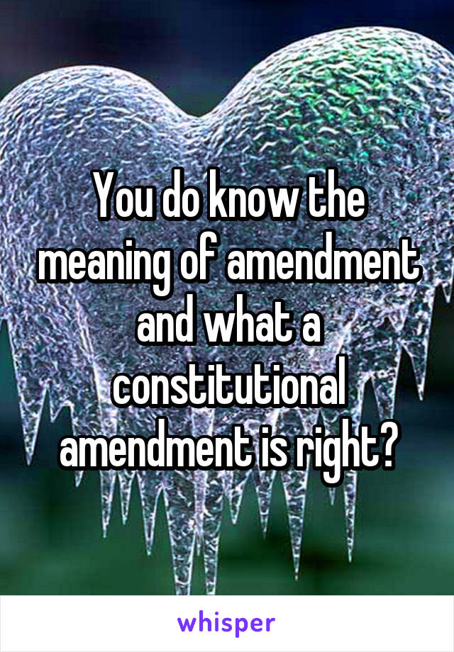 You do know the meaning of amendment and what a constitutional amendment is right?