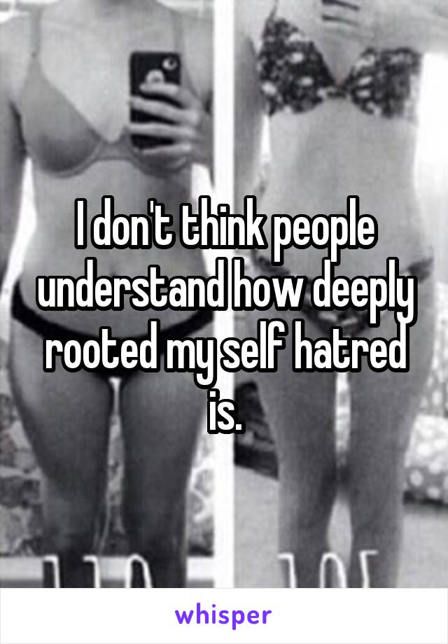 I don't think people understand how deeply rooted my self hatred is.