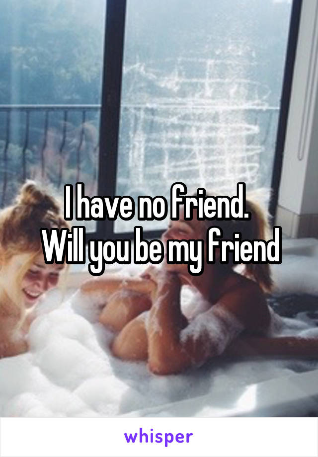 I have no friend. 
Will you be my friend