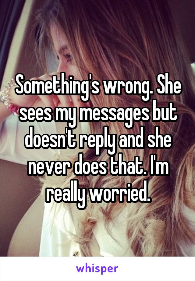 Something's wrong. She sees my messages but doesn't reply and she never does that. I'm really worried.