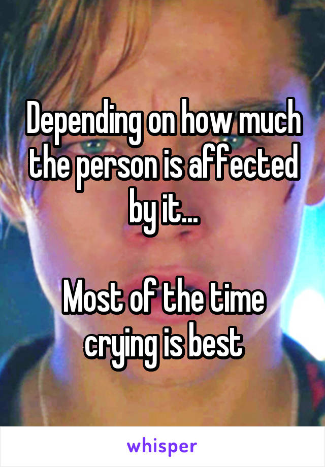 Depending on how much the person is affected by it...

Most of the time crying is best