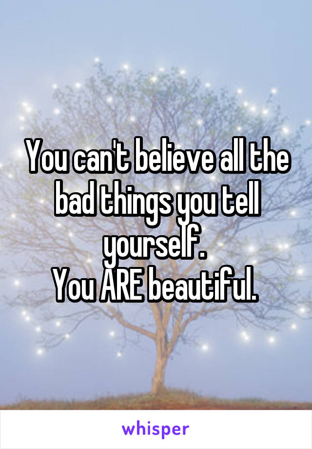 You can't believe all the bad things you tell yourself. 
You ARE beautiful. 