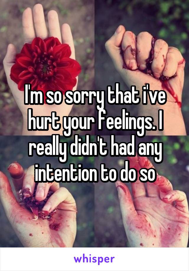 I'm so sorry that i've hurt your feelings. I really didn't had any intention to do so