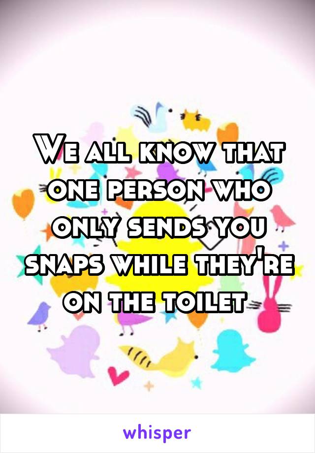 We all know that one person who only sends you snaps while they're on the toilet 