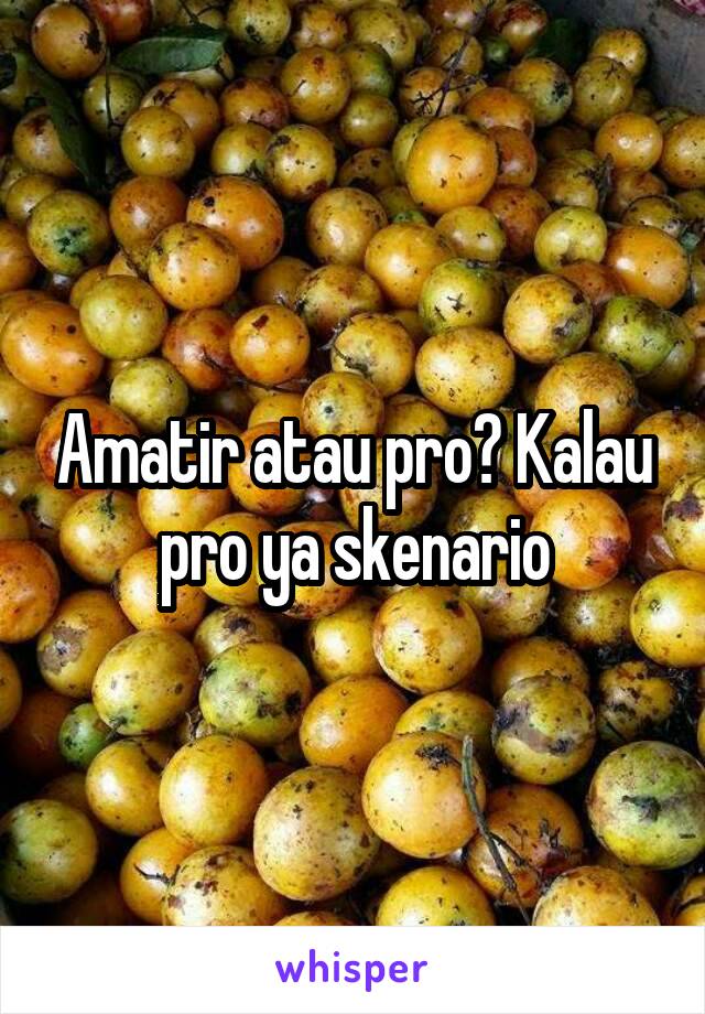 Amatir atau pro? Kalau pro ya skenario