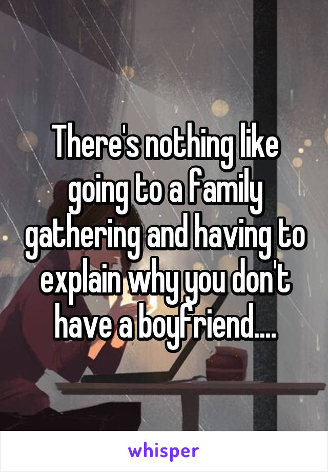 There's nothing like going to a family gathering and having to explain why you don't have a boyfriend....