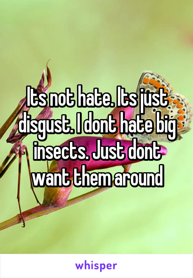 Its not hate. Its just disgust. I dont hate big insects. Just dont want them around