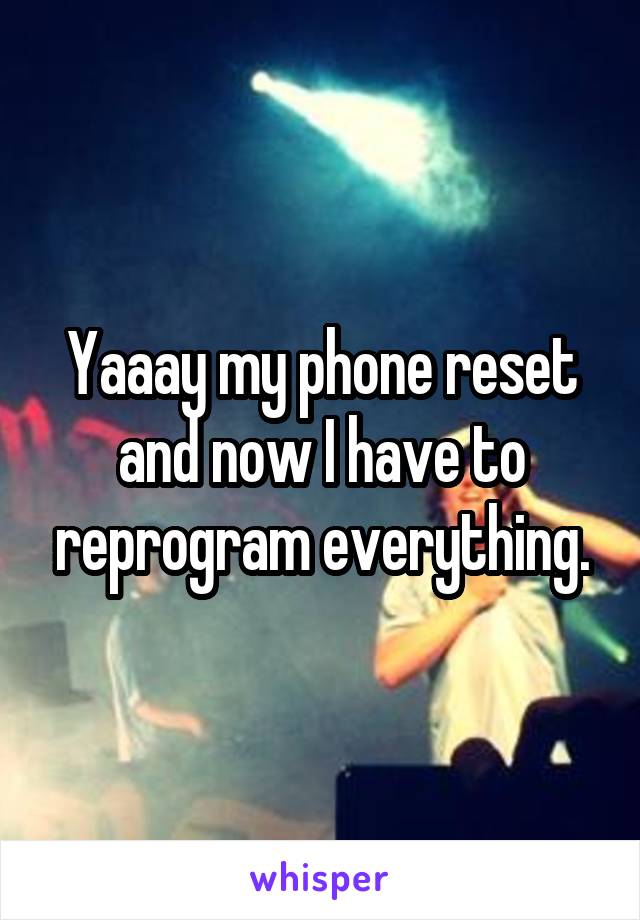 Yaaay my phone reset and now I have to reprogram everything.