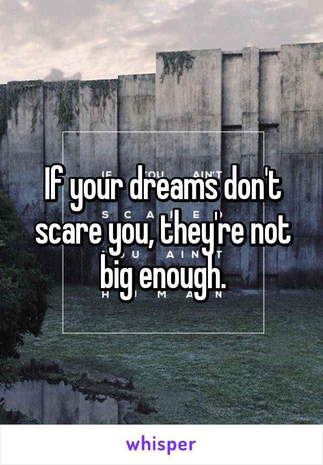 If your dreams don't scare you, they're not big enough.