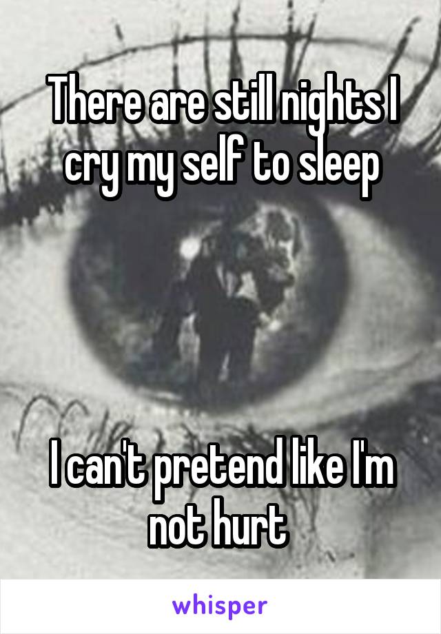 There are still nights I cry my self to sleep




I can't pretend like I'm not hurt 