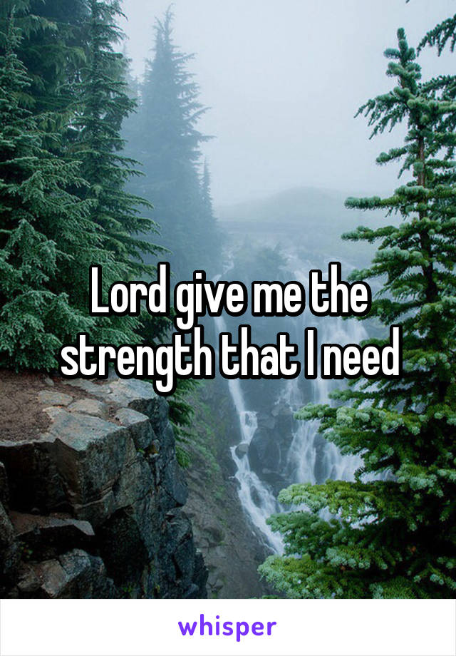 Lord give me the strength that I need