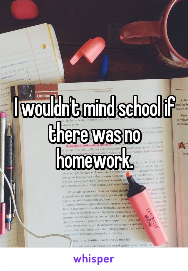 I wouldn't mind school if there was no homework.