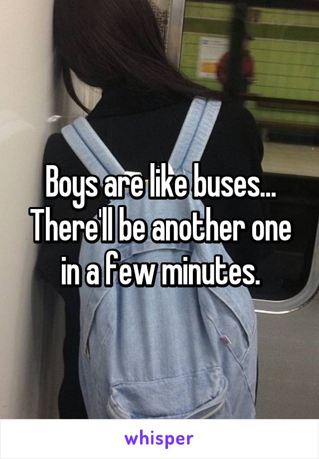 Boys are like buses... There'll be another one in a few minutes.