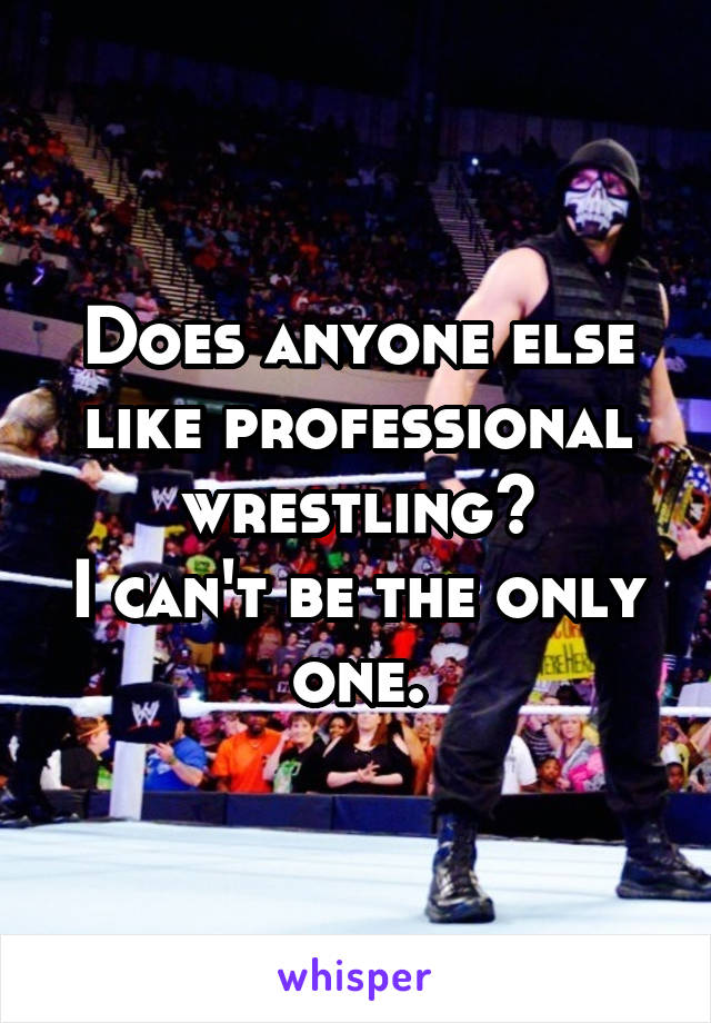 Does anyone else like professional wrestling?
I can't be the only one.