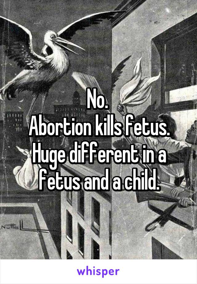 No. 
Abortion kills fetus.
Huge different in a fetus and a child.