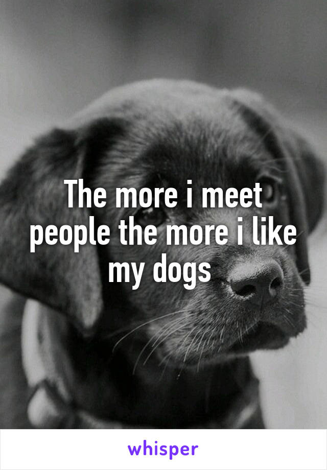 The more i meet people the more i like my dogs 