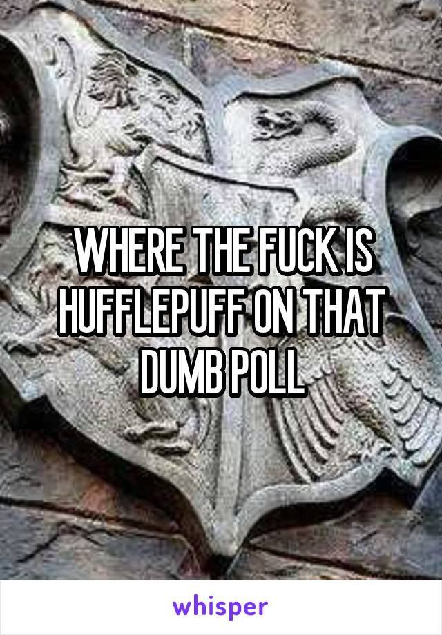 WHERE THE FUCK IS HUFFLEPUFF ON THAT DUMB POLL