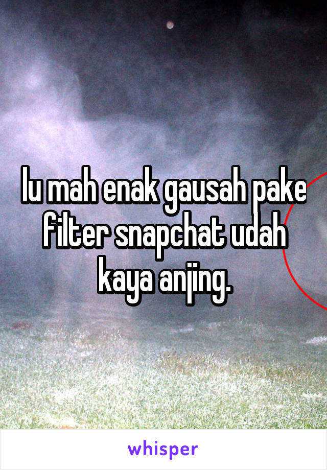 lu mah enak gausah pake filter snapchat udah kaya anjing.