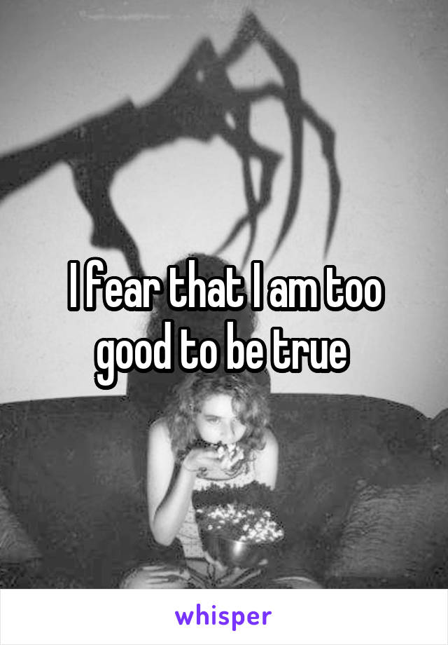 I fear that I am too good to be true 