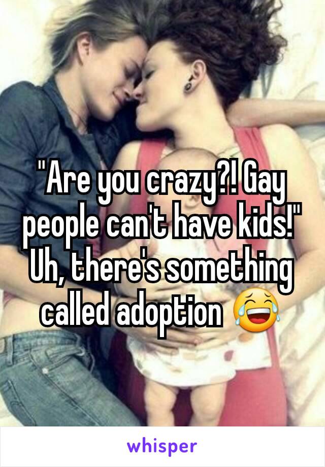 "Are you crazy?! Gay people can't have kids!" Uh, there's something called adoption 😂