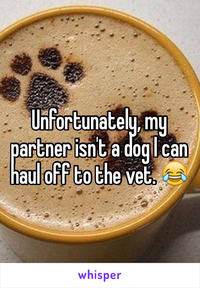 Unfortunately, my partner isn't a dog I can haul off to the vet. 😂