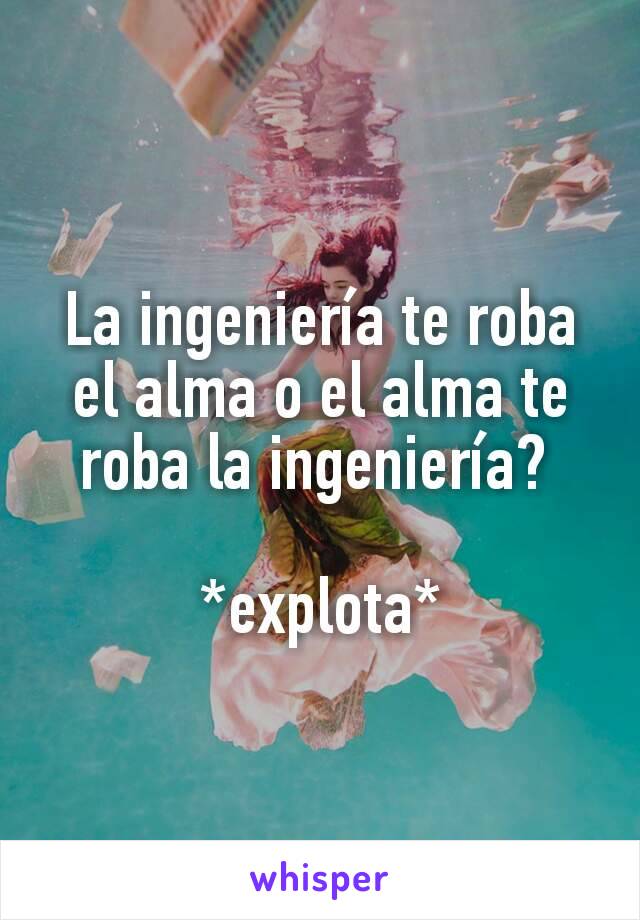 La ingeniería te roba el alma o el alma te roba la ingeniería? 

*explota*