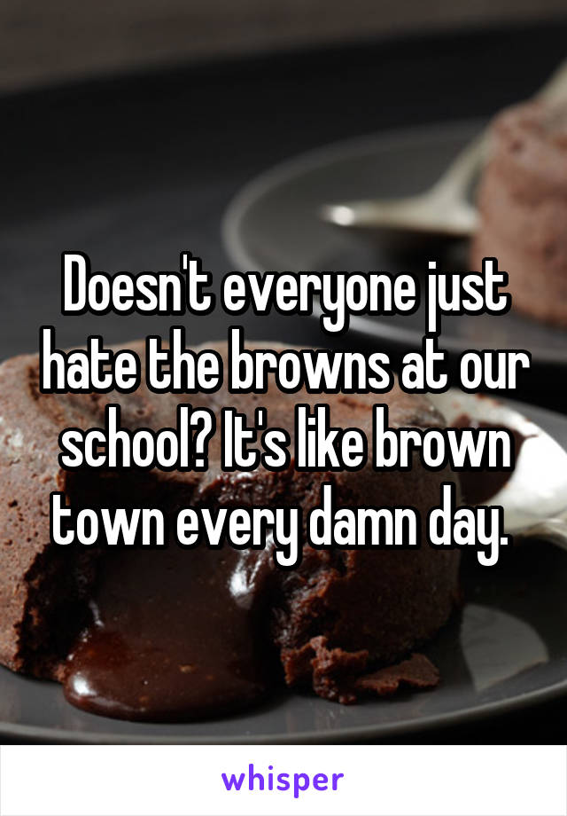 Doesn't everyone just hate the browns at our school? It's like brown town every damn day. 